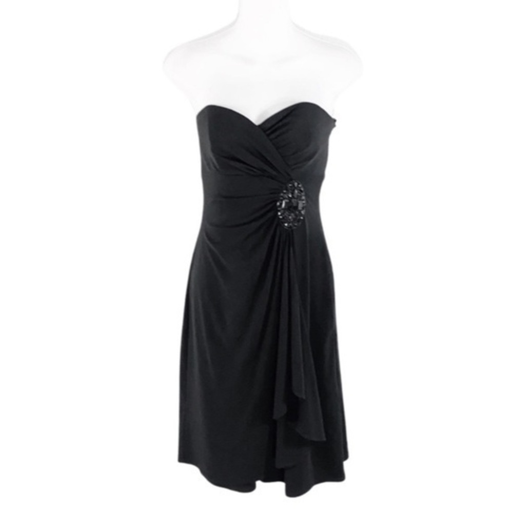 NWT WHBM black jersey jewel pleat strapless dress C.C29